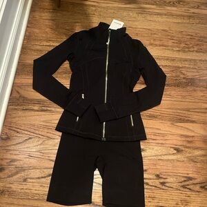 Lululemon black define jacket and biker shorts set
